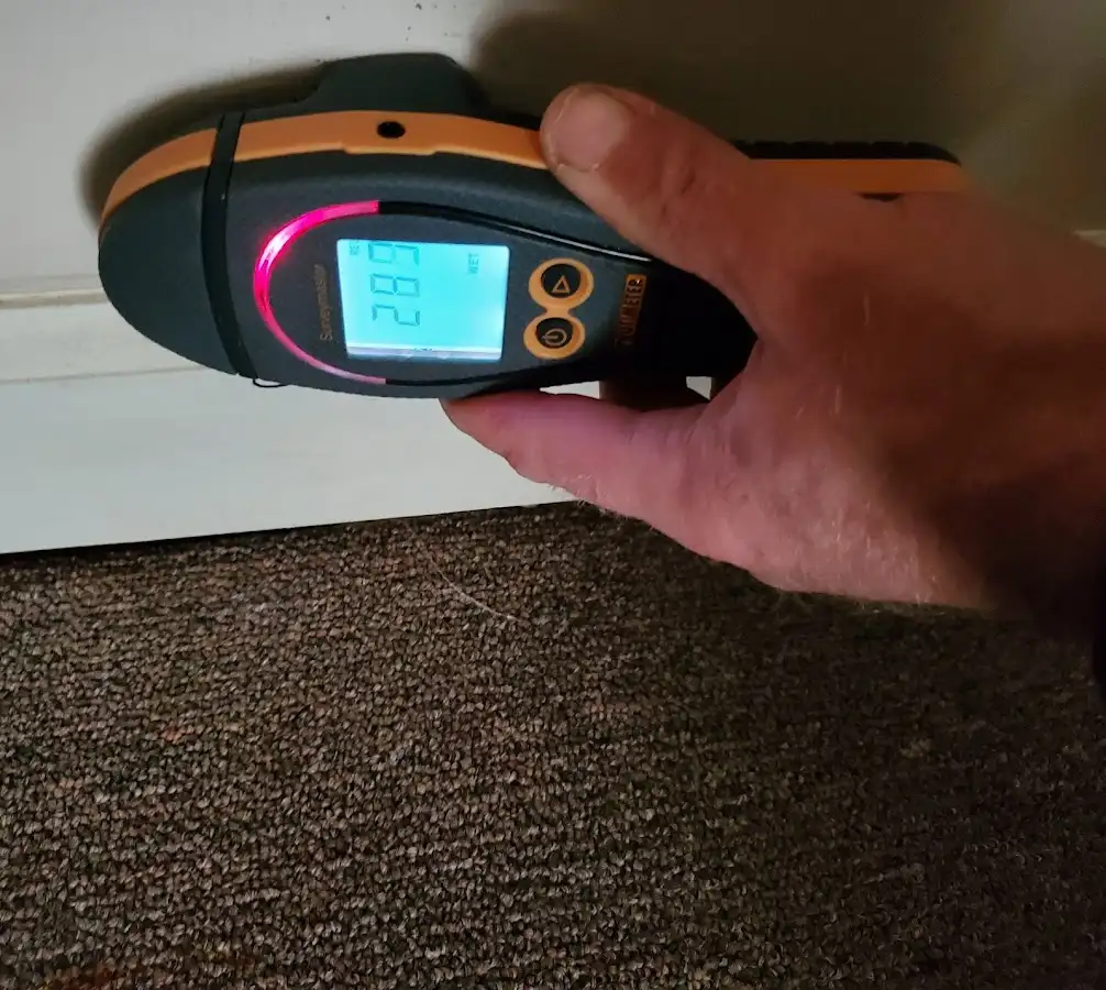 Moisture detection at baseboard during Burst Pipe Cleanup in Brookfield